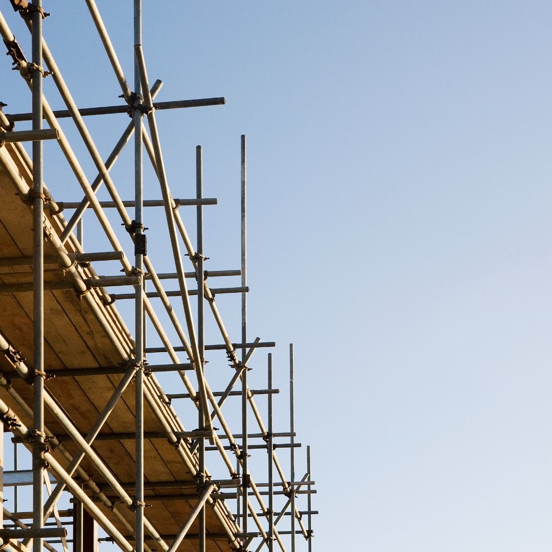 a scaffolding tower being built